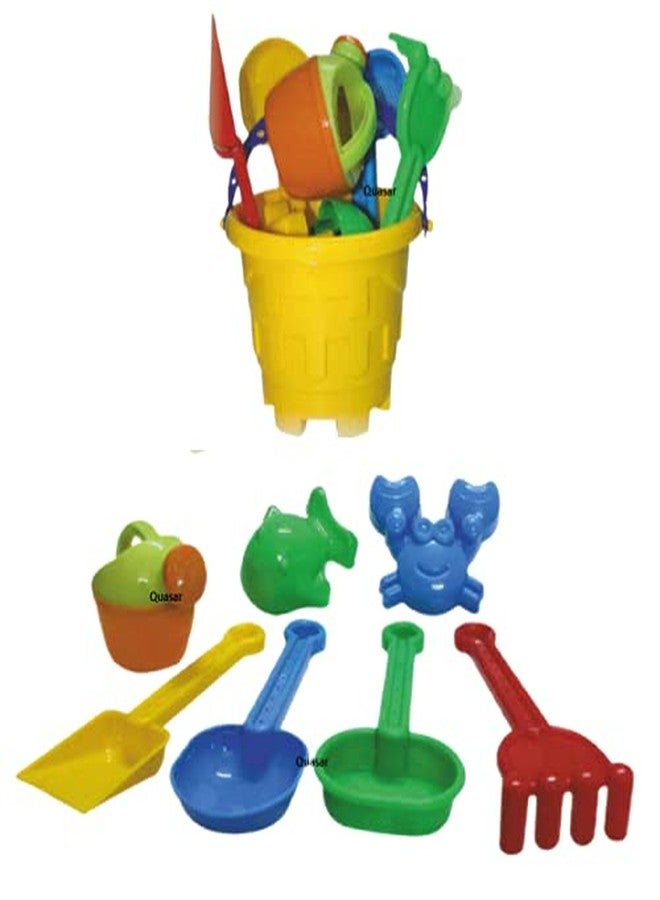 Quasar Beach Set for Kids Bucket Castle Water Garden Tools for Toddlers Outdoor Indoor Toys Craft in Sand Game Kids (8 Piece Beach Set) - Multicolor - Image 4